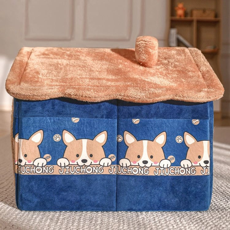 Dog/Cat  Bed - Blue Corgis