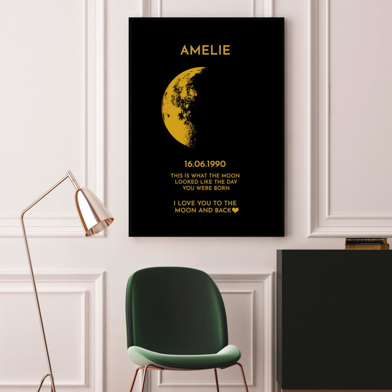 Custom Couple Art Frame/ REAL MOON PHASE - For Memory Gift (Customized free)