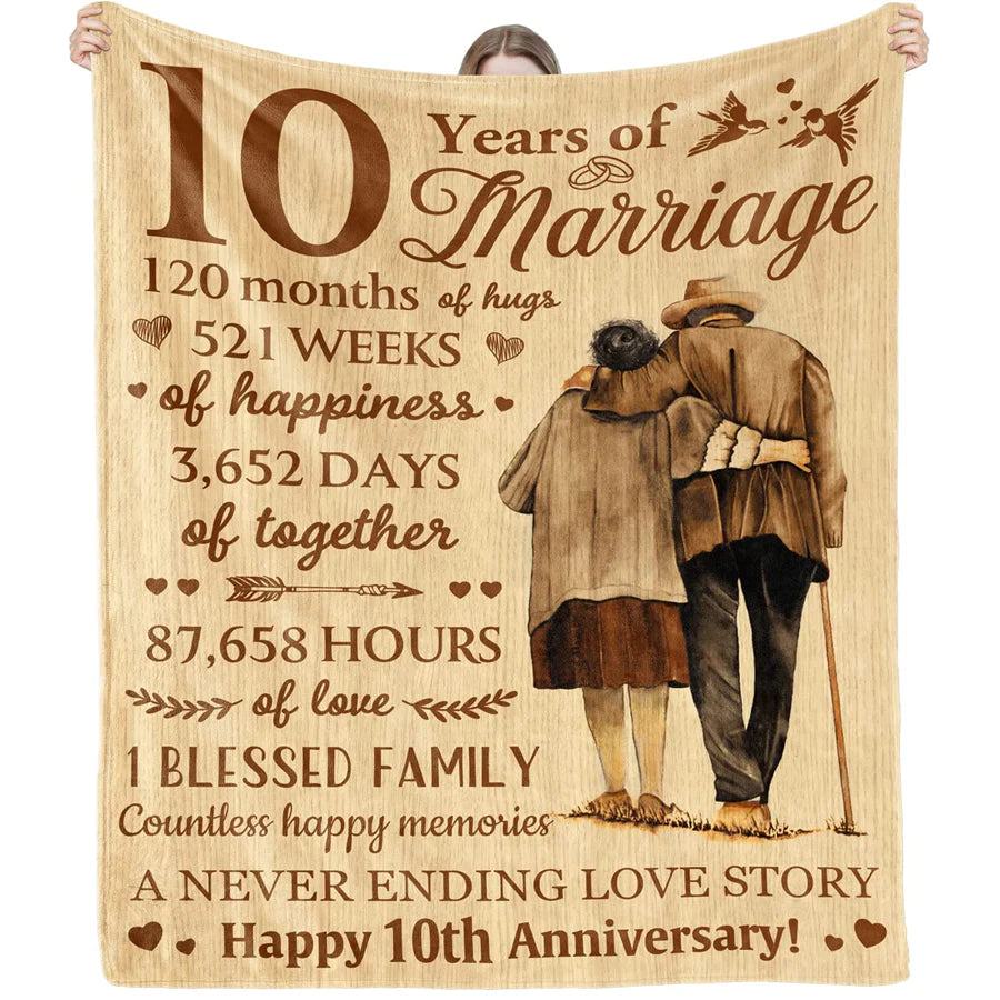 Customized Blanket  for Couple 10 Years of Marriage