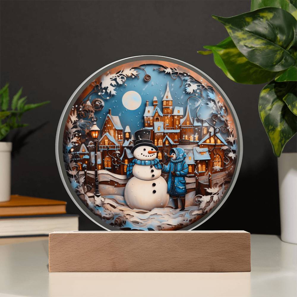 Snowman In Town-Acrylic Circle