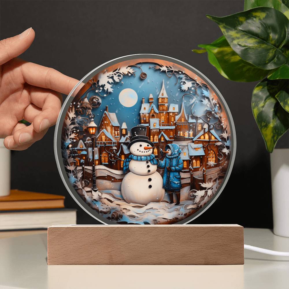 Snowman In Town-Acrylic Circle