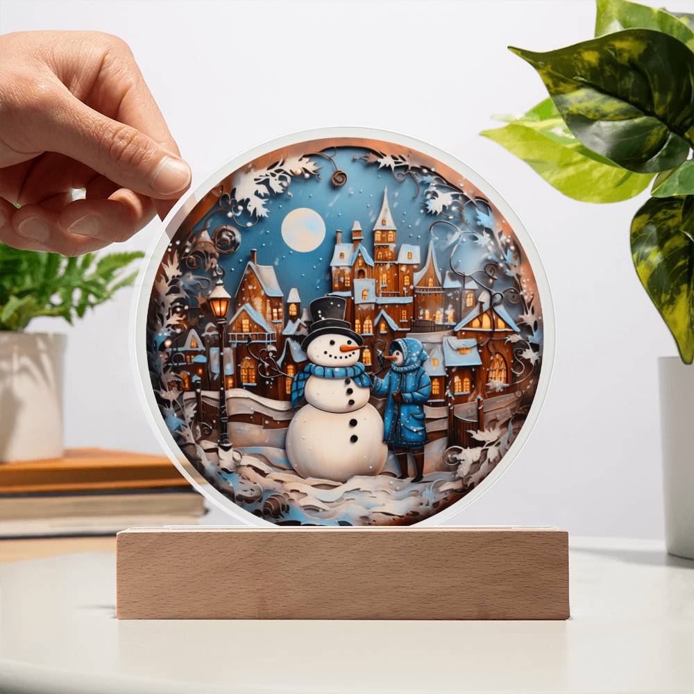 Snowman In Town-Acrylic Circle