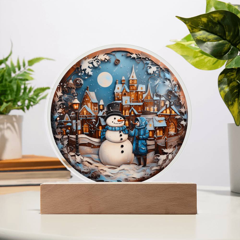 Snowman In Town-Acrylic Circle