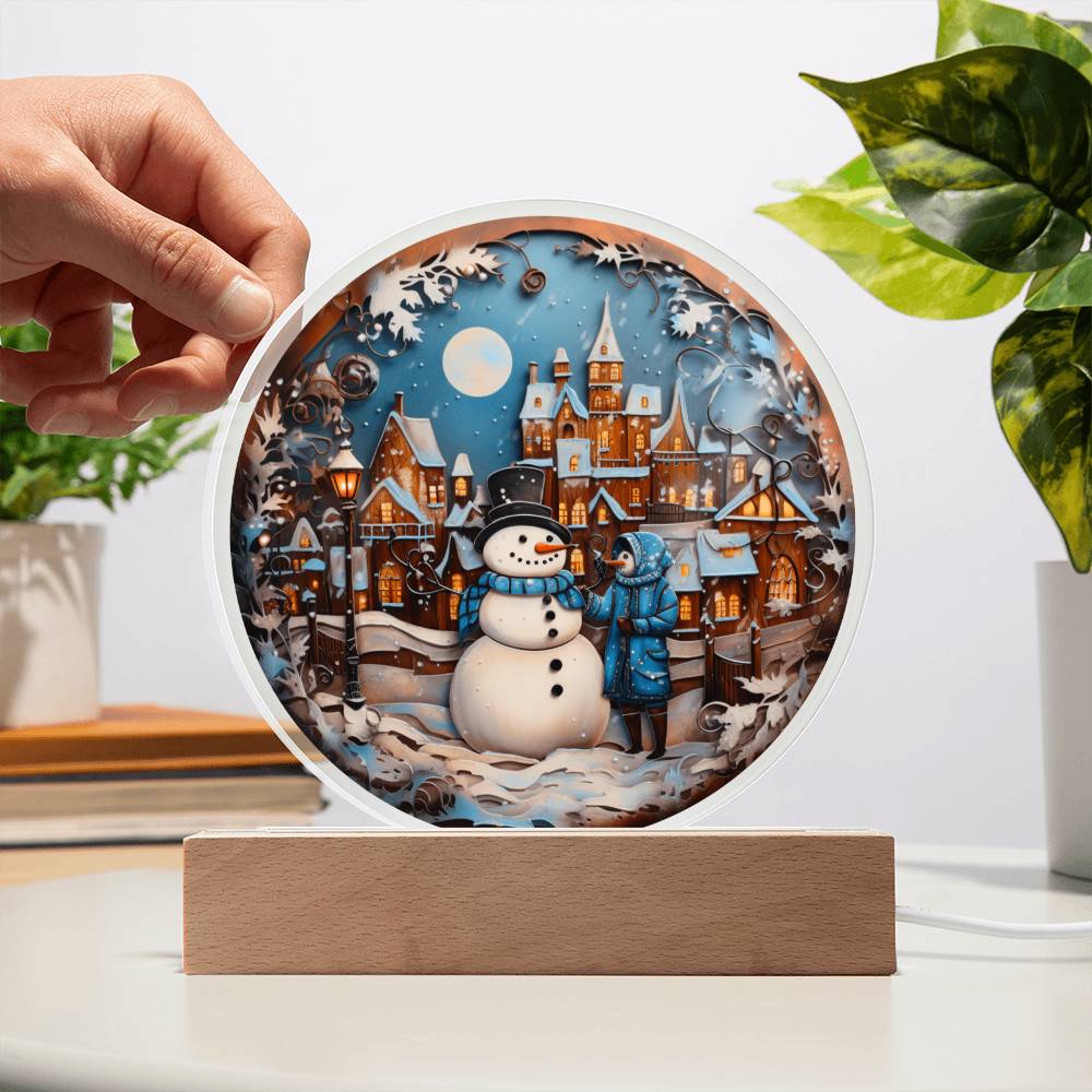 Snowman In Town-Acrylic Circle