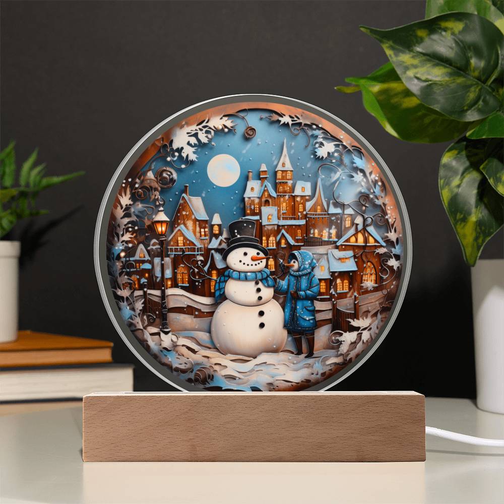 Snowman In Town-Acrylic Circle