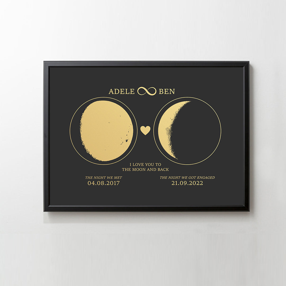 CUSTOM ART / 2 MOON PHASES DESIGN- For Memory Gift (Customized free)