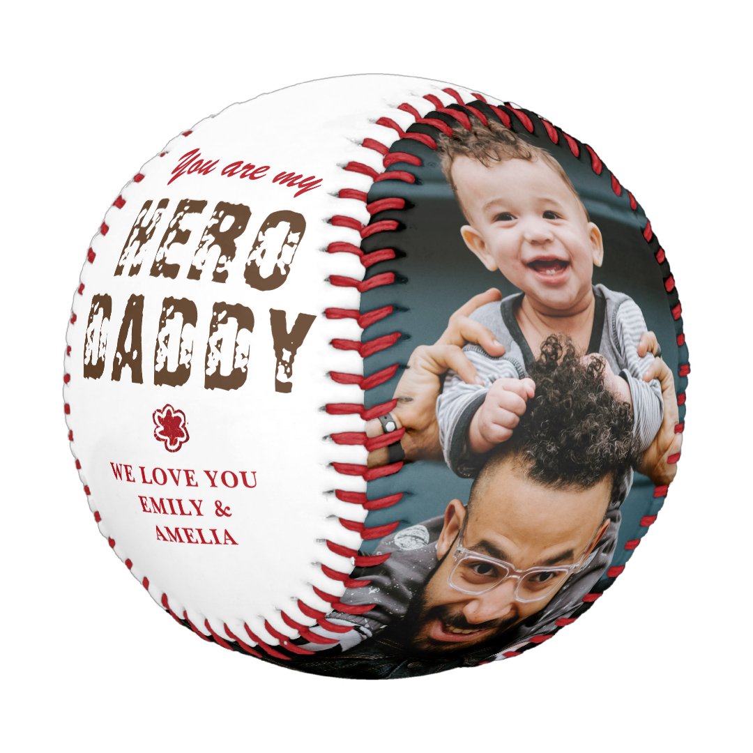 Hero Daddy Father's Day 2 Photo Collage Baseball