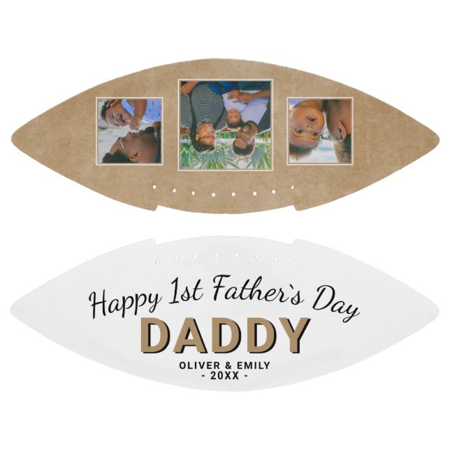 Happy 1st Father's Day Daddy Keepsake 3 Photo Football