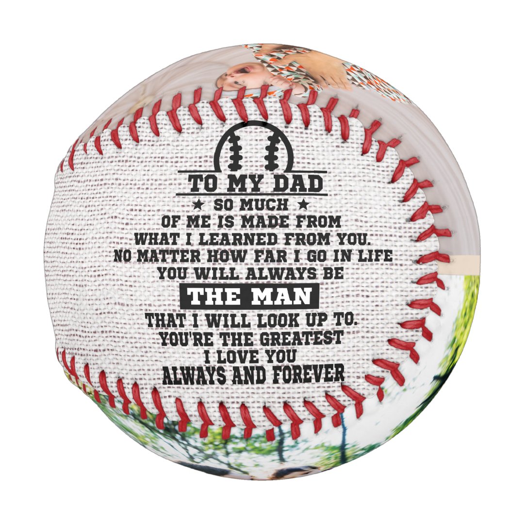 Rustic To My Dad Custom 2 Photo Collage Baseball