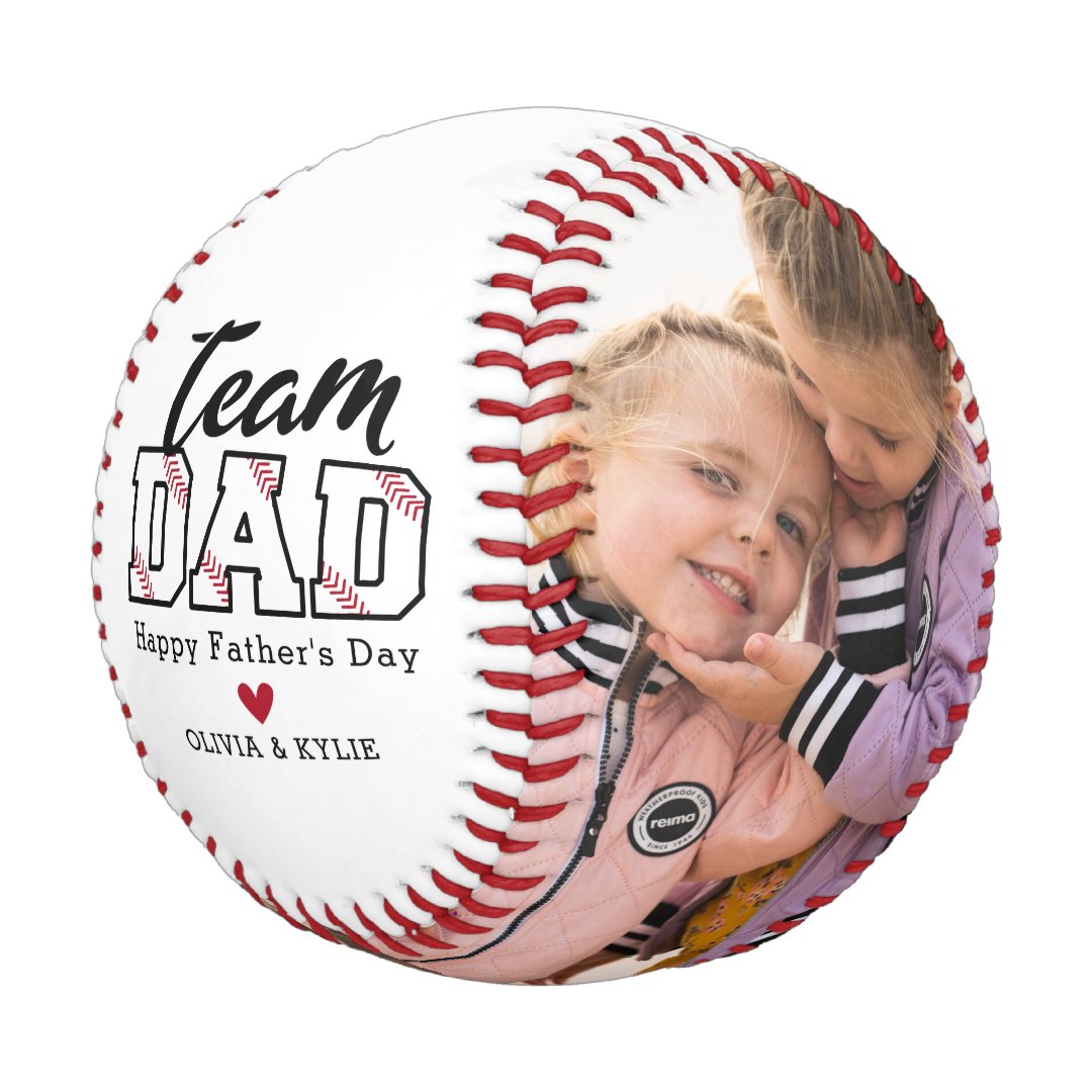 Team Dad Father's Day Custom 2 Photo Baseball