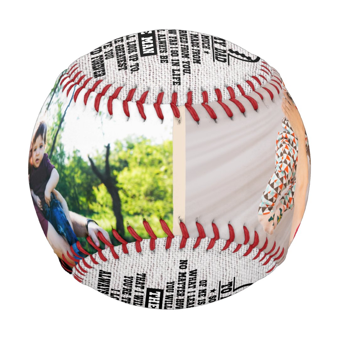 Rustic To My Dad Custom 2 Photo Collage Baseball